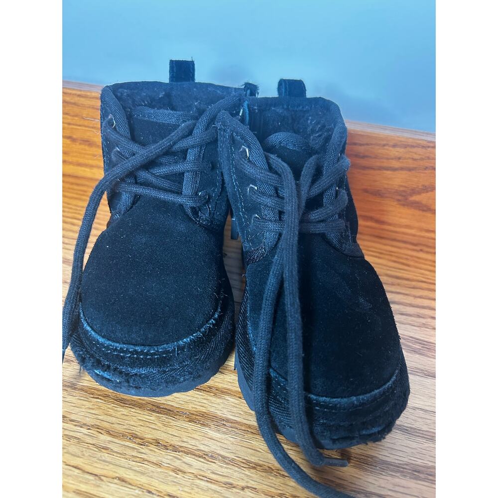 Uggs Toddler Size 8 Neumel Boot 1017320T Suede Black - Picture 3 of 8